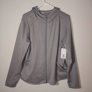 NWT Xersion Winter Fleece Fitted Jacket  With Hoodie Grey Size XL